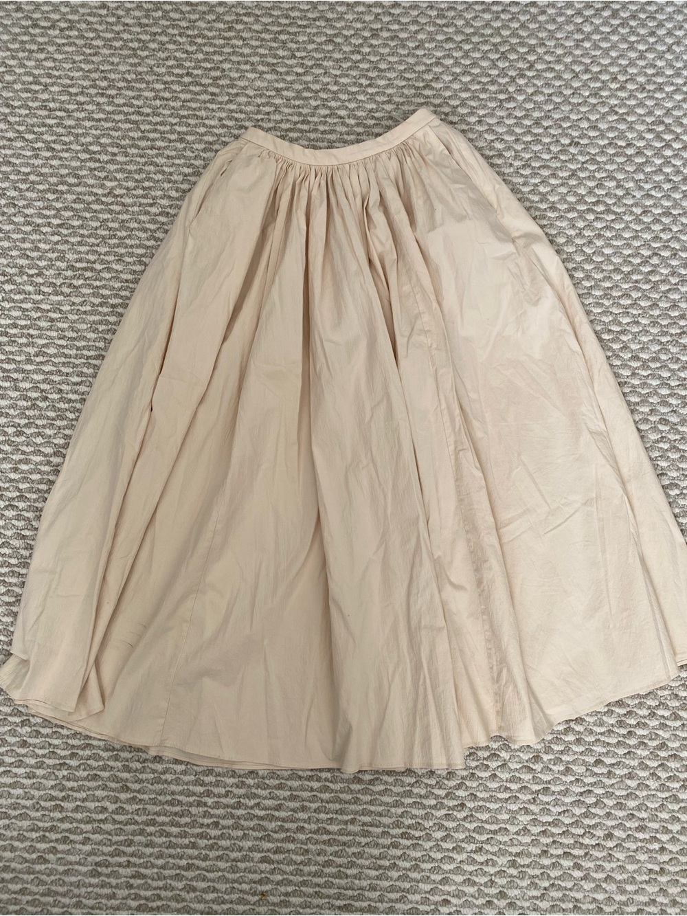 Zara High-Waisted Gathered Cotton Midi Skirt